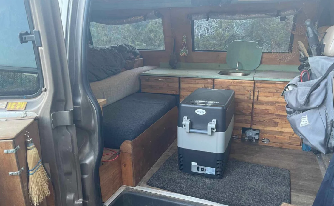 Interior of a van equipped with BougeRV products