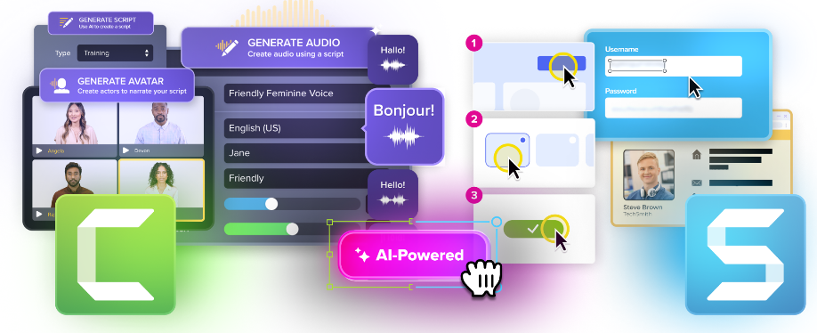 Diagram showing assets moving from Snagit to Camtasia