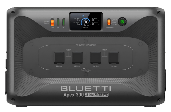 BLUETTI Apex 300 connected to rooftop solar panels